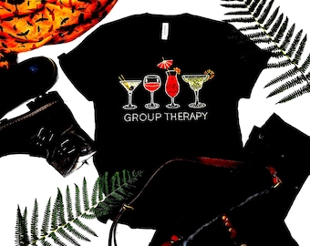 Group Therapy T-Shirts, wine together, Wine Shirt for Women, Girl’s Wine Trip, Girls Trip girls night, Gift for Wine Lover, Funny Wine Shirt