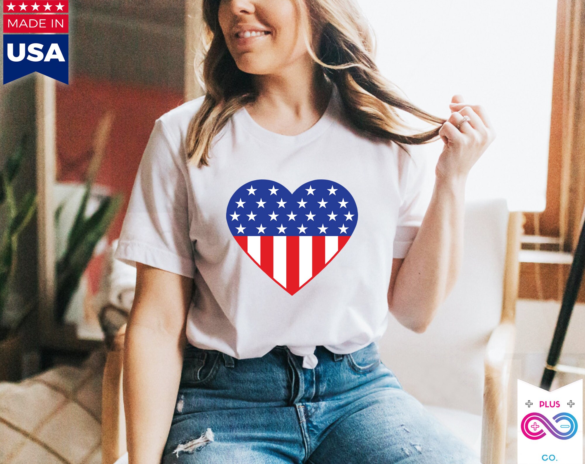 Heart Shaped American Flag T-shirts American Flag Heart 4th - Etsy