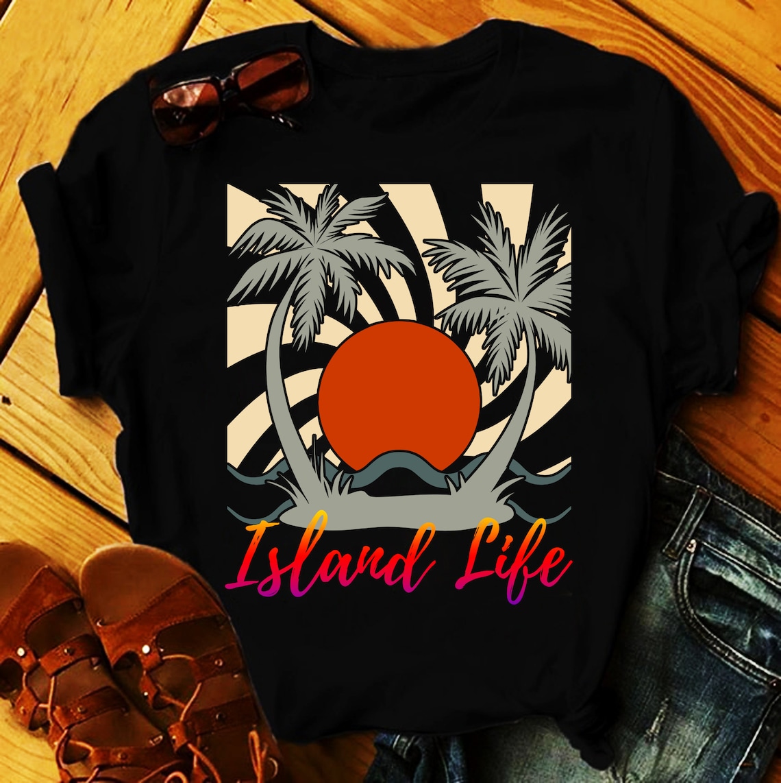 Island Life Retro Sunset Tshirts Island Life Tshirt Etsy