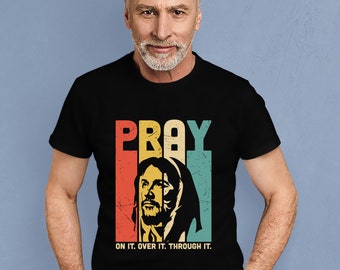 T-shirt chrétien priant Jésus, T-shirt religieux, Vêtements avec versets bibliques