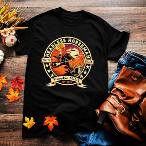 Headless Horseman T-Shirts, Patch 1820 Shirt, Sleepy Hollow T-Shirt, Halloween Shirt, Pumpkin Head Shirt, Unisex Family T-shirt