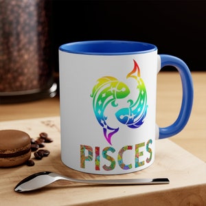 Pisces mug, Multicolor fish, Zodiac Sign Pisces, Zodiac Pisces, Birthday Astrological Sign, Gift for Pisces,Pisces March born Birthday gift