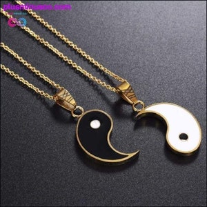 2 Piece Stainless Steel Yin Yang Pendant  Necklace  for Couples or BFF at Plusminusco || bff necklace for 2, Yin Yang Gift ideas for couples
