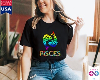 Pisces Shirt,Multicolor fish,Zodiac Sign Pisces, Zodiac Pisces, Birthday Astrological Sign, Gift for Pisces, Pisces March born Birthday gift