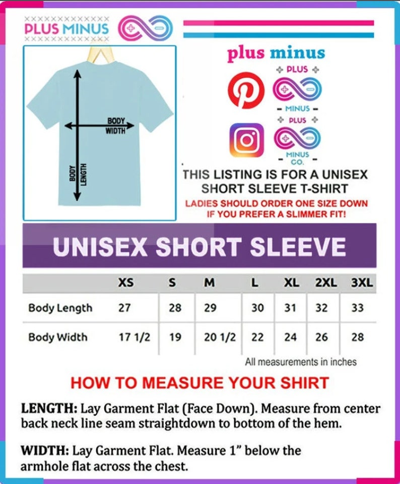 K&ouml;nnte beinhalten: Eine Gr&ouml;&szlig;entabelle f&uuml;r ein Unisex-T-Shirt mit kurzen &Auml;rmeln. Die Tabelle zeigt die Ma&szlig;e in Zoll f&uuml;r K&ouml;rperl&auml;nge und -breite in den Gr&ouml;&szlig;en XS bis 3XL. Die Tabelle enth&auml;lt auch Anweisungen, wie Sie Ihr Shirt messen.