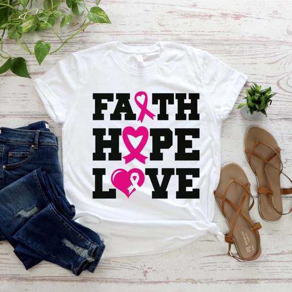Breast Cancer Awareness Month Faith Hope Love T-shirts | Etsy