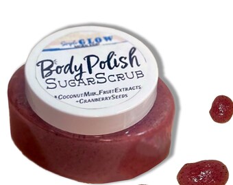 Glow BodyPolish • Exfoliating Sugar Scrub | Fruit Extracts, Fruit Acids, Coconut | Cleanse, Exfoliate, Moisturize | Organic Natural Skincare