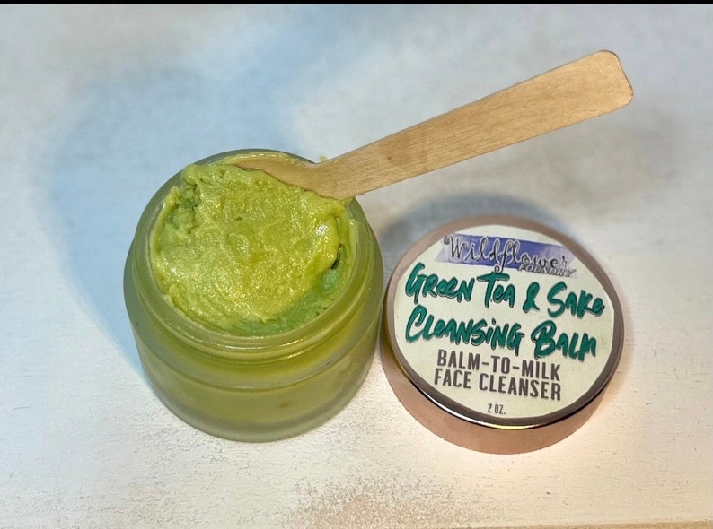 Green Tea & Sake Cleansing Balm-to-Milk White Tea, Rice Protein, Clay Acne, Aging, Brightening Natural Organic Gentle Daily Face Wash image 4