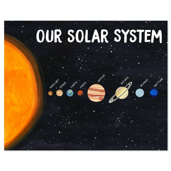 Solar System Print Solar System Poster Planets Poster Space Poster Space Print Space Wall Art Space Art Print Nursery Wall Art for Kids