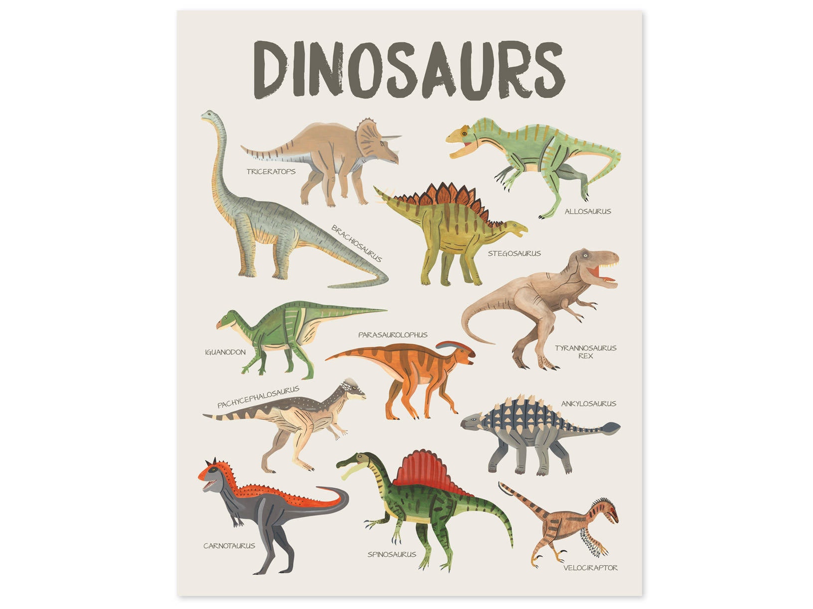 Dinosaur Print Dinosaur Poster Dinosaur Wall Art Dino Print Dinosaur Art  Print Educational Posters Kids Room Decor Art for Kids Room 