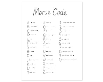 Morse Code Print Morse Code Poster Morse Code Art Morse Code Wall Art Educational Posters Educational Prints Educational Wall Art for Kids