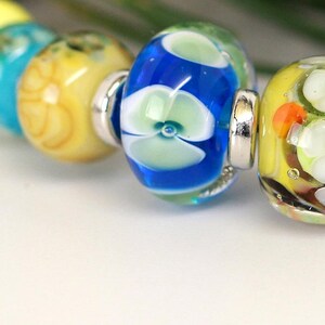 Lampwork Beads/Lampwork Focal Bead/Glass Beads/Lampwork Earring Beads/OOAK Beads/Handmade Beads/Encased Floral Beads/Lampwork Bead Set (9)