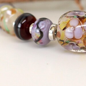 Lampwork Beads/Lampwork Focal Bead/Glass Beads/Lampwork Earring Beads/OOAK Beads/Handmade Beads/Encased Floral Beads/Lampwork Bead Set (9)