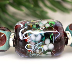 Lampwork Beads/Lampwork Focal Bead/Glass Beads/Lampwork Earring Beads/OOAK Beads/Handmade Beads/Encased Floral Beads/Lampwork Bead Set (9)