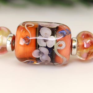 Lampwork Beads/Lampwork Focal Bead/Glass Beads/Lampwork Earring Beads/OOAK Beads/Handmade Beads/Encased Floral Beads/Lampwork Bead Set (9)