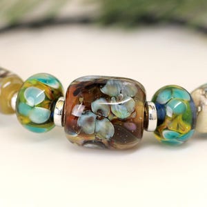 Lampwork Beads/Lampwork Focal Bead/Glass Beads/Lampwork Earring Beads/OOAK Beads/Handmade Beads/Encased Floral Beads/Lampwork Bead Set (9)