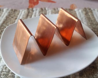 Copper Taco Holder/Stand/Serving Tray - Holds 2 or 3 Tacos