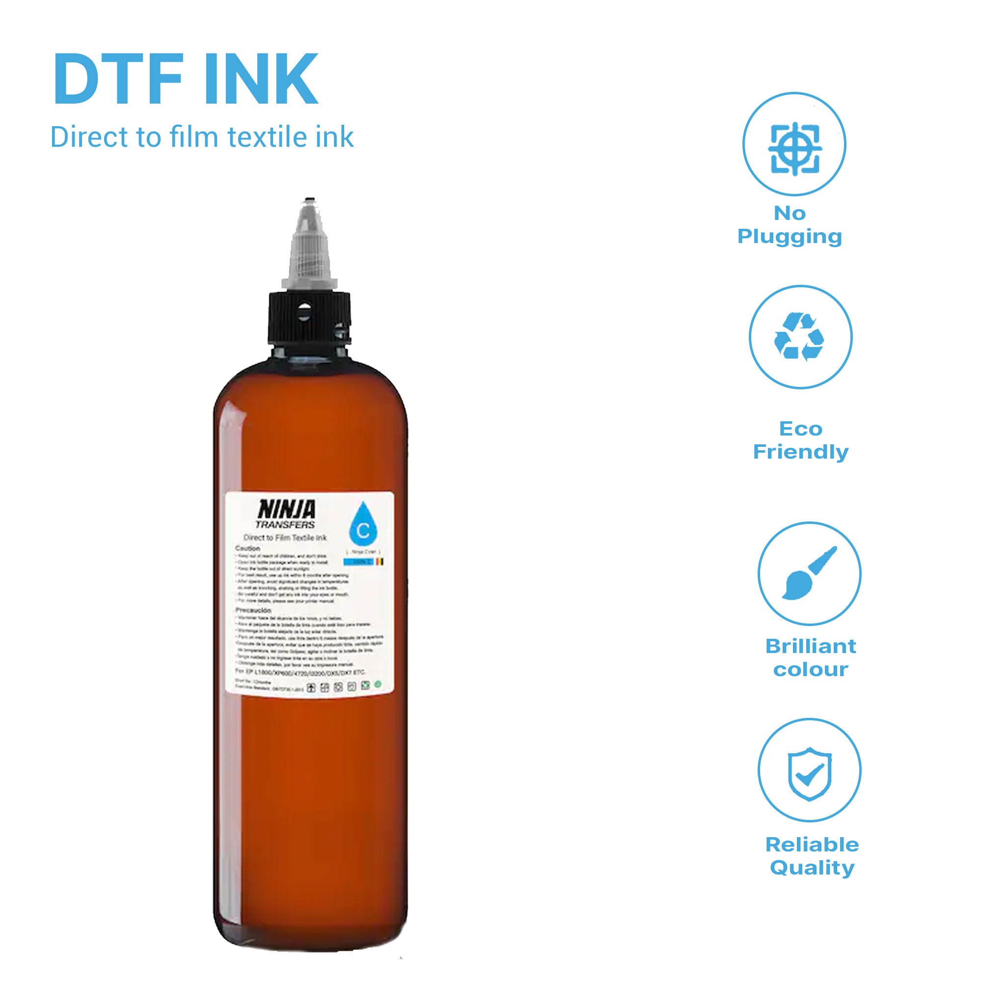 DTF Ink - Ninja Transfers Direct to Film Ink, Premium DTF Transfer Ink  Refill for DTF Printers, Film Developing Kit