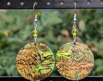 Resin Green Abalone Shell Native Earrings