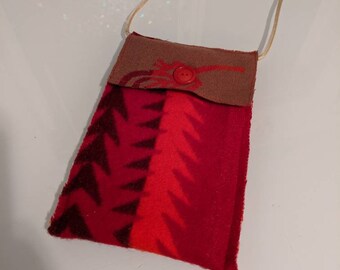 Native Wool Red + Tan Crossbody Bag