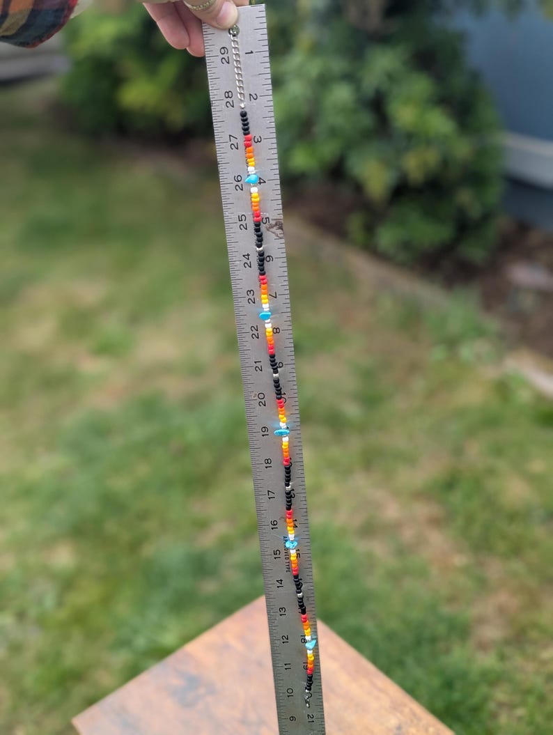 Native Western Beaded Choker + Turquoise Stone Chips - Etsy