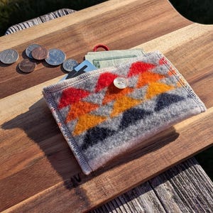Orange, Red + Gray Native Western Wool Pouch Wallet