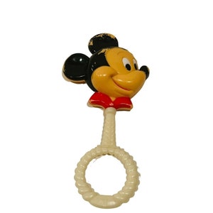 Mickey Mouse Spielzeug Baby Rassel Danara Celluloid 1970er Hong Kong Walt Disney Figur