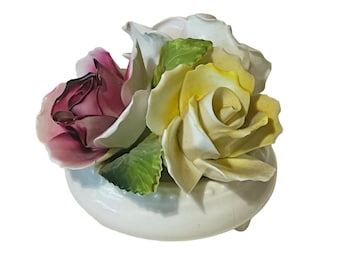 Aristocrat fine bone china Rose England capodimonte flower sculpture figurine UK