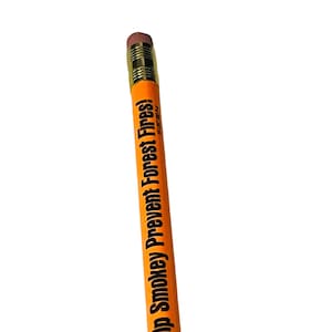 Pencil vtg advertising writing instrument wood Smokey Bear Forest Fire Neon help