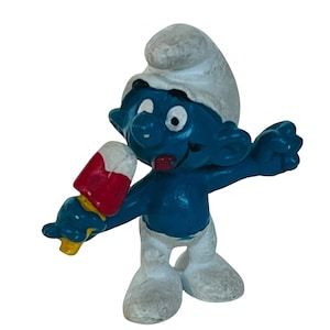 Smurfs Vintage 1980s miniature action figure toy collectible vtg mini mcm Peyo Schleich West Germany W ice cream popsicle lick
