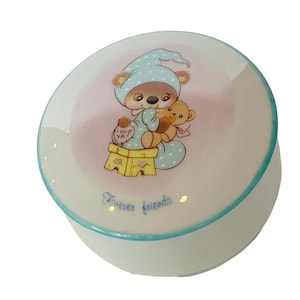 Sleepytime Bears Trinket Box Porcelain Jewelry Wallace Berrie anthropomorphic forever friends