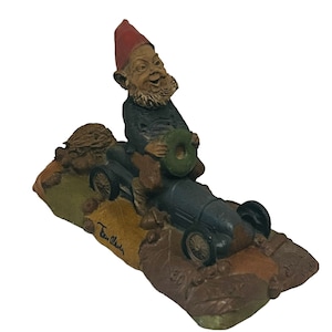 Tom Clark figurine gnome elf SIGNED Cairn sculpture Indy 500 racing car race vtg
