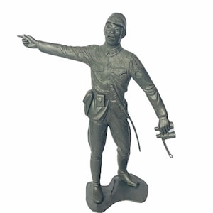 PLASTIC ARMY MEN Louis Marx 6&quot; vintage toy soldier vtg military marines vietnam ww2 wwii Silver Japanese kamikaze Japan binoculars sword