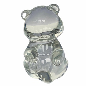 FENTON TEDDY BEAR vintage birthday glass figurine sculpture statue opalescent irredescent vtg retired original heart cub