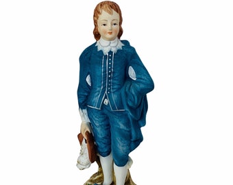 LEFTON PORCELAIN FIGURINE vintage japan statue sculpture vtg mcm gold dress collectible home decor gift Blue Boy Victorian