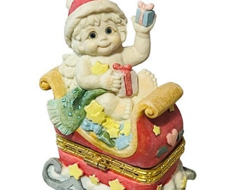 Dreamsicles Figurine signed Cast Art Stone Angel Cherub helper jewelry box elf santa Christmas holiday gift