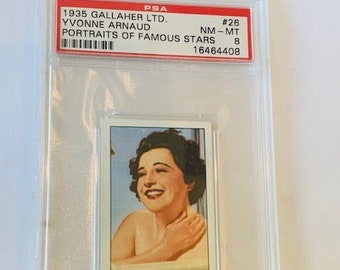 Gallaher LTD cigarettes tobacco trading card Graded PSA 9 MINT 1935 Portraits Famous Movie Stars #26 Yvonne Arnaud Lady in Danger Cuckoo