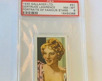 Gallaher LTD cigarettes tobacco trading card Graded PSA 9 MINT 1935 Portraits Famous Movie Stars #31 Gertrude Lawrence No funny business