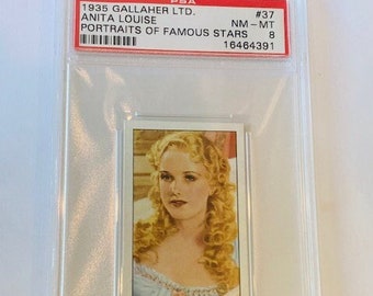 Gallaher LTD cigarettes tobacco trading card Graded PSA 9 MINT 1935 Portraits Famous Movie Stars #37 Anita Louise Madame Du Berry Our Better