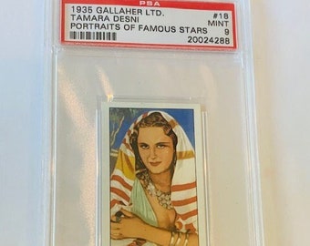Gallaher LTD cigarettes tobacco trading card Graded PSA 9 MINT 1935 Portraits Famous Movie Stars Tamara Desni #18 Falling for you Mcglusky