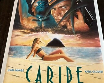 Cinematheque/ラッツィア/ポスター Movie Theater Cinema Poster Vtg Lobby Card 1989 Caribe John