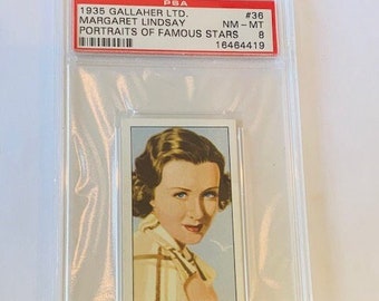 Gallaher LTD cigarettes tobacco trading card Graded PSA 9 MINT 1935 Portraits Famous Movie Stars #36 Margaret Lindsay Titanic Devil Dogs