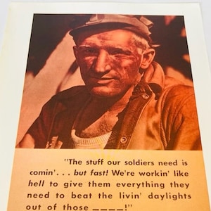 World War Advertisement Ad vtg print litho 12X9 WW2 WWII Produce Victory refugee AC1