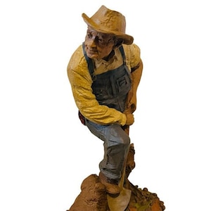 Tom Clark figurine gnome elf SIGNED sculpture vtg 12&quot; Enoch shovel farmer cowboy