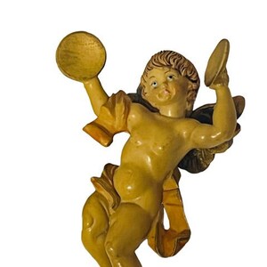 Estatueta Romana Fontanini Depor Itália resina Querubim anjo vtg pratos natividade