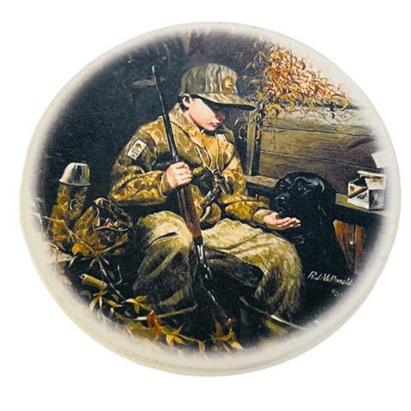 Beer drink cocktail Coaster RJ Mcdonald Boy Hunting Fishing Dog Rifle dog art R3