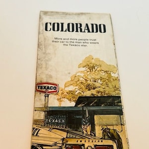 Texaco Star Vintage Road Map 1960er bis 1970er Jahre Tankstelle Oil Corner Store Ephemera Werbeschild Reisekarte USA Americana Colorado CO AL3