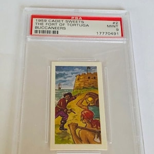 Buccaneers Piraten Raiders Trading Card 1960 Cadet Sweets England Buckinghamshire Nachlass abgestuft PSA 9 Mint Fort of Tortuga #2