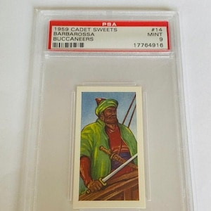 Buccaneers Piraten Raiders Trading Card 1960 Cadet Sweets England Buckinghamshire Estate Slough Mint PSA 9 Barbarossa Captain #14