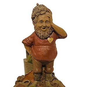 Tom Clark Figur Wichtel Elfe SIGNIERT Skulptur Cairn vtg Locke Herz Medaillon Locke